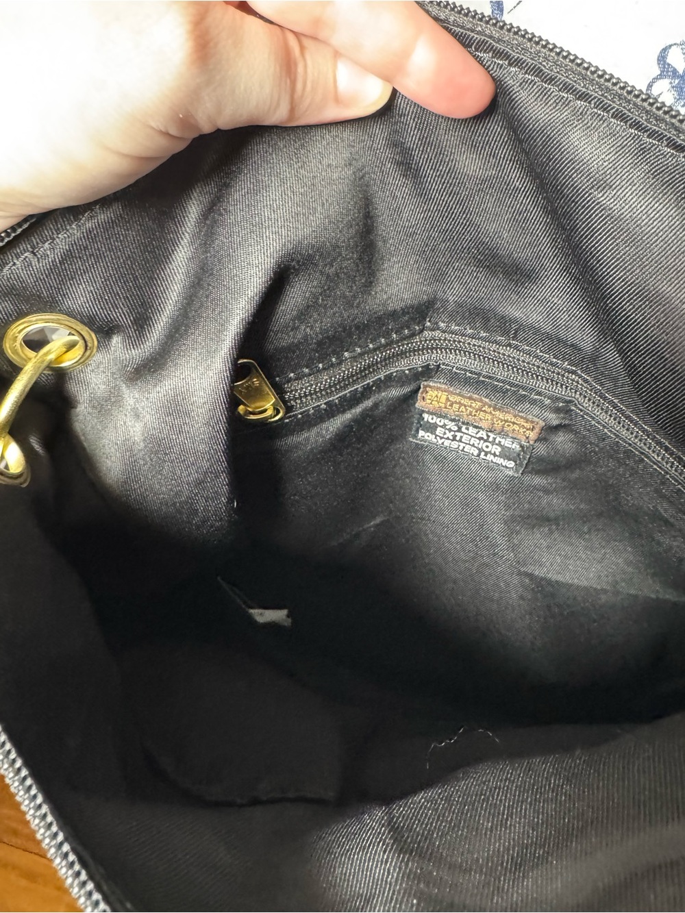 Classic Black Leather Crossbody with Gold Accents - Picture 7 of 7